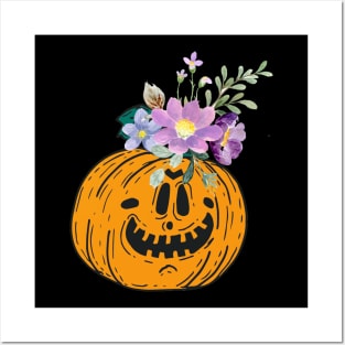 floral pumkin Posters and Art